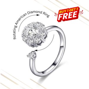 Premium Silver American Diamond Rotating Ring – Free Size