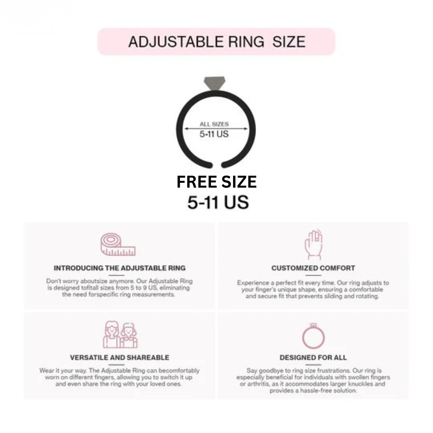 Premium Silver American Diamond Rotating Ring – Free Size - Image 9