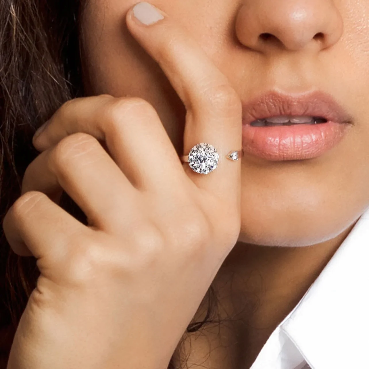 Premium Silver American Diamond Rotating Ring – Free Size - Image 8